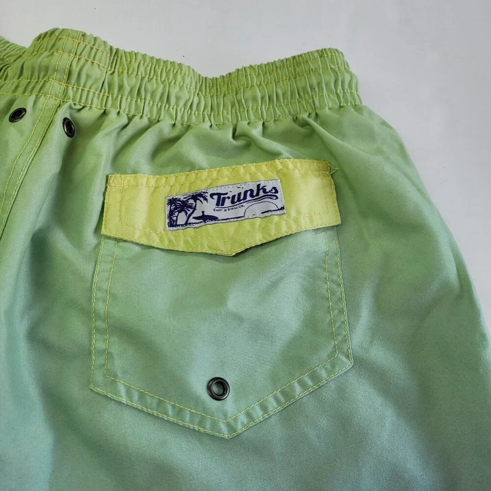 Trunks Swim Bottom Mens M Green/Blue Mesh Lined 6